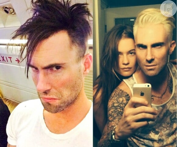 Adam Levine, vocalista do Maroon 5, pinta o cabelo de loiro platinado: 'Curso pré-apocalíptico completo'