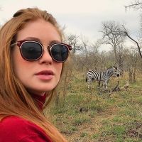 Marina Ruy Barbosa usa óculos grifados e faz trocadilho em safári: 'Deu zebra'