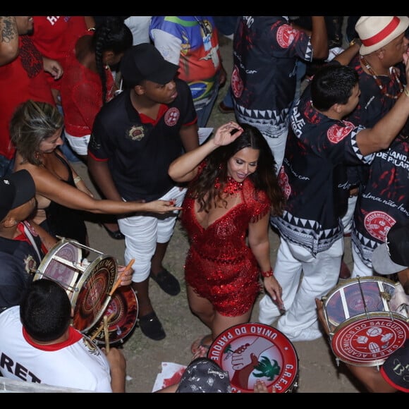 'Faltou luz na quadra, mas como vocês podem ver a bateria não para. A gente canta todos os sambas', disse Viviane Araújo