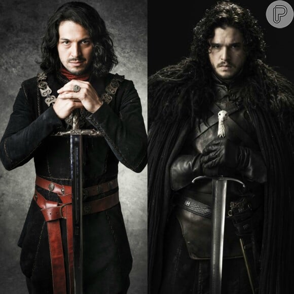 A roupa e pose de Afonso, vivido por Romulo Estrela, relembrou os internautas da pose feita por Jon Snow em um poster da série 'Game of Thrones'