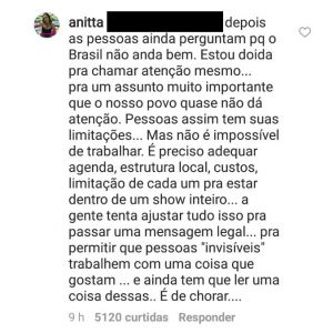 Anitta rebateu a crítica por escalar um bailarino com Síndrome de Down para seu balé