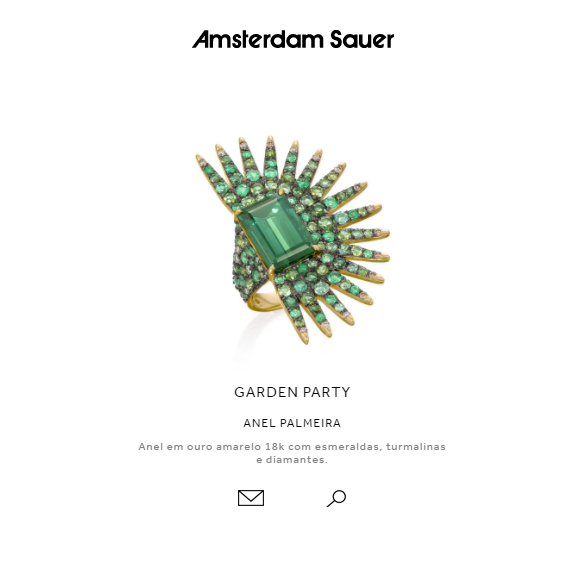 O anel Palmeirda, da Amsterdam Sauer, custa R$ 64, 770 mil