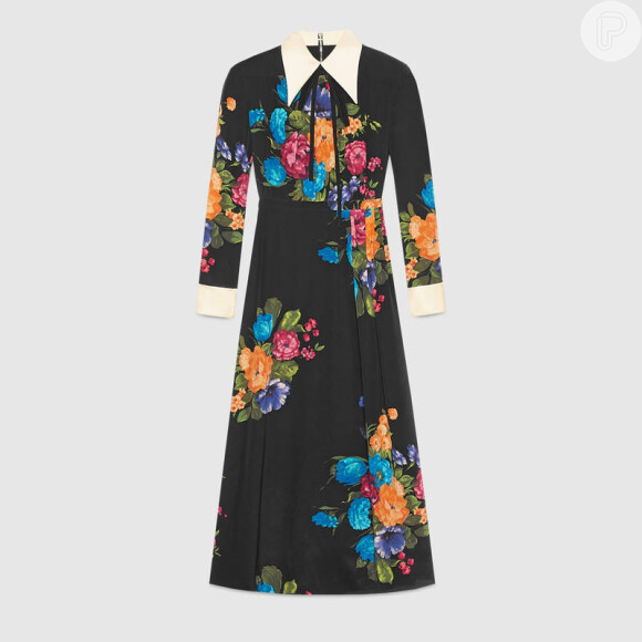 O vestido floral de Bruna Linzmeyer leva a assinatura da grife italiana Gucci e é avaliado em € 2.700, cerca de R$ 10.320