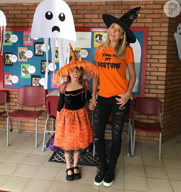 Ticiane Pinheiro se fantasiou para festa de halloween na escola da filha, Rafaella Justus
