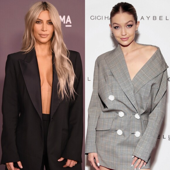 Kim Kardashian e Gigi Hadid apostam em looks sexy de alfaiataria. Confira!