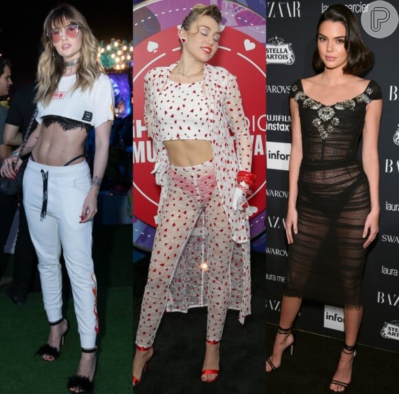 Aline Gotschalg, Miley Cyrus e Kendall Jenner já ousaram em looks com lingerie à mostra. Veja mais famosas adeptas da tendência!
