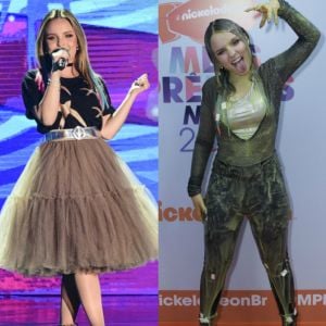 Veja antes e depois de Larissa Manoela tomar banho de slime no Meus Prêmios Nick 2017