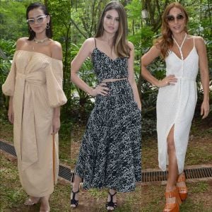 Bruna Marquezine, Camila Queiroz e Sabrina Sato exibiram prduções leves no desfile da coleção de Paula Laia em parceria com Riachuelo. Veja os looks de mais famosas!