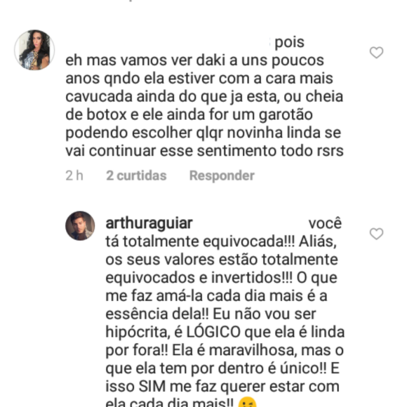 Arthur Aguiar rebateu crítica sobre diferença de idade com Mayra Cardi nesta segunda-feira, 13 de novembro de 2017