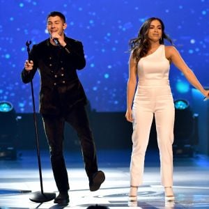 Anitta e Nick Jonas fizeram show em festa pré-Grammy latino, em Las Vegas, nos Estados Unidos, na noite desta quarta-feira, 15 de novembro de 2017