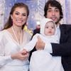 Bruna Hamú e o noivo, Diego Moregola batizaram o filho, Júlio, de 6 meses