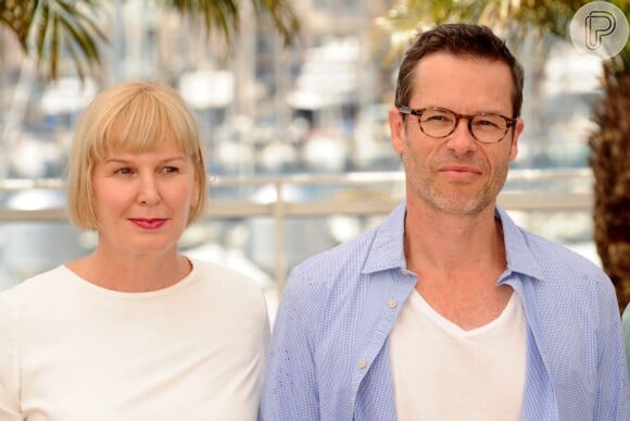 Liz Watts e Guy Pearce divulgam o filme 'The Rover' no Festival de Cannes 2014