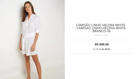 Camisetão de linho usado por Camila Coutinho pode ser encontrado no site da Le Lis Blanc por R$ 899,90