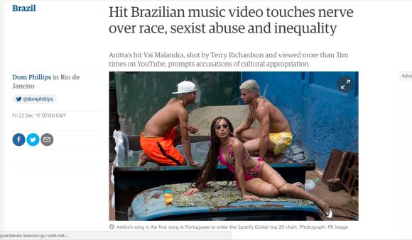 O jornal 'The Guardian' repercutiu o hit 'Vai Malandra'