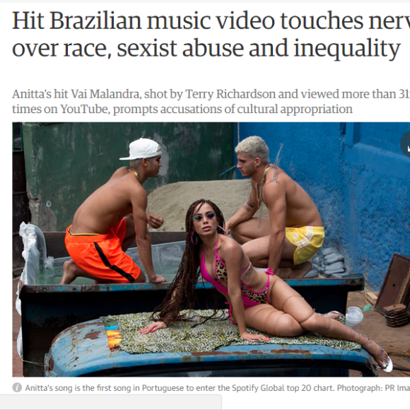 O jornal 'The Guardian' repercutiu o hit 'Vai Malandra'