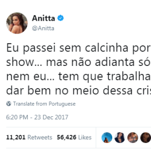 'Tem que trabalhar feito louca', frisou Anitta ao dar dica de sucesso para seguidora