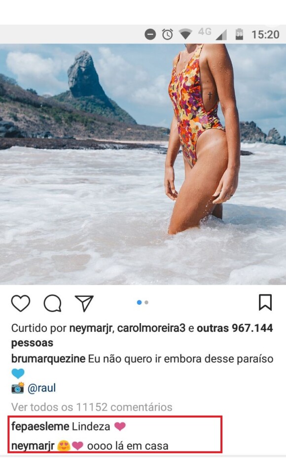 Bruna Marquezine ganha comentário de Neymar em foto