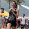 Sophia Abrahão suou a camisa em uma corrida pela orla de Ipanema, no Rio