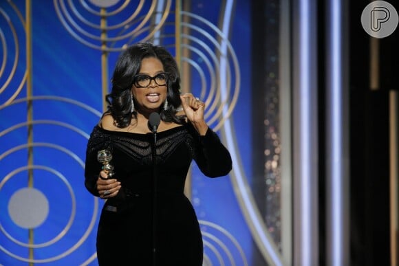 Oprah Winfrey recebeu o prêmio Cecil B. DeMille, pelo conjunto da obra, no Globo de Ouro 2018, no domingo, 7 de janeiro de 2018