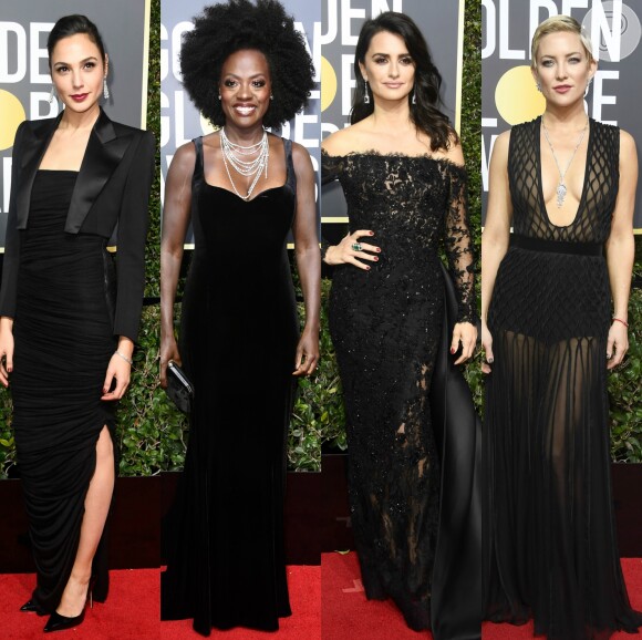 Gal Gadot, Viola Davis, Penélope Cruz, Kate Hudson e mais famosas vestiram preto no Globo de Ouro 2018. Confira!