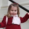 Princesa Charlotte deu show de estilo e esbanjou fofura no seu primeiro dia de aula na Willcocks Nursery School, nesta segunda-feira, 8 de janeiro de 2018
