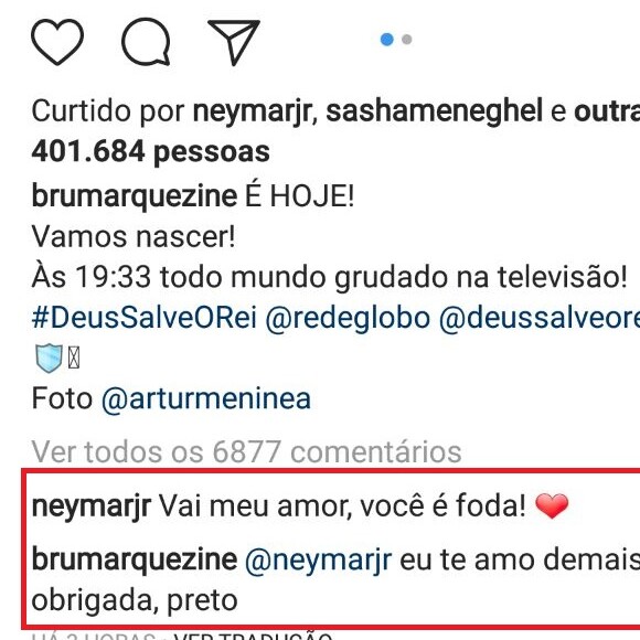 Bruna Marquezine celebra apoio do namorado, Neymar, na carreira