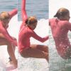 Isabella Santoni perdeu o equilíbrio e caiu da prancha ao surfar em praia do Rio de Janeiro