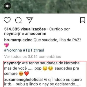 Neymar e Xuxa Meneghel comentaram no vídeo postado por Bruna Marquezine