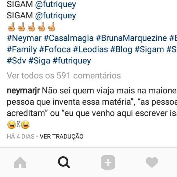 Neymar negou mal-estar entre sua família e a namorada, Bruna Marquezine