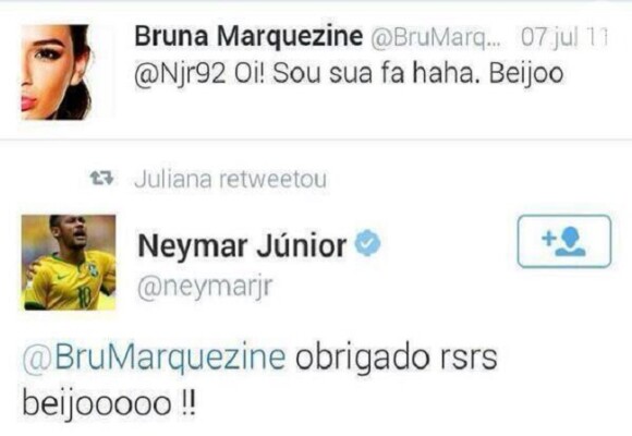 Bruna Marquezine puxou assunto com Neymar no Twitter em 2011