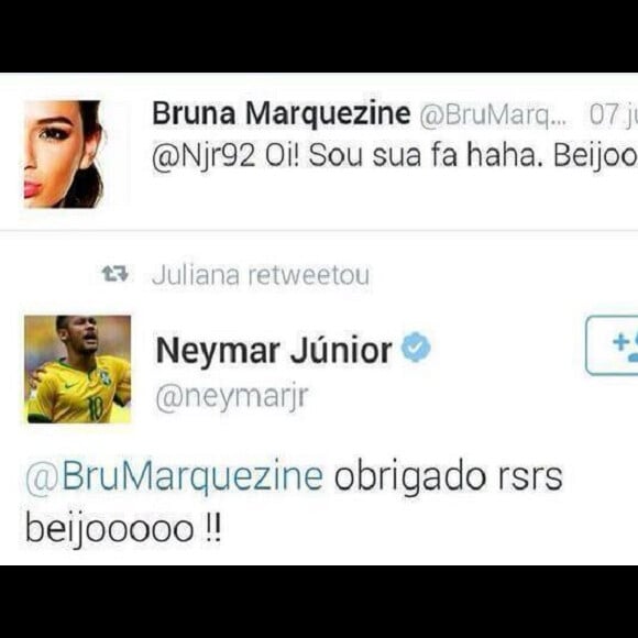 Bruna Marquezine puxou assunto com Neymar no Twitter em 2011