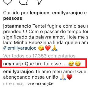 Neymar comemora namoro de Jô Amâncio e Emilly Araújo: 'Que tiro foi esse'
