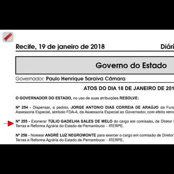 Exoneração de Túlio Gadelha