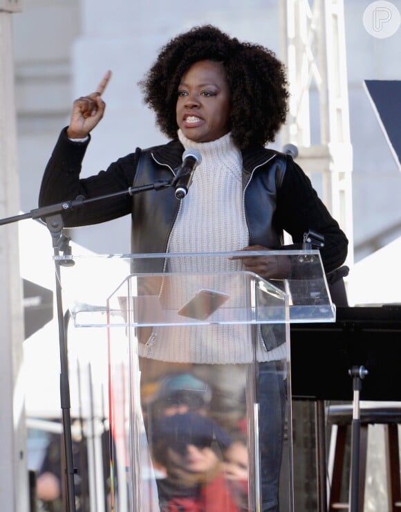 Viola Davis fez um discurso pelas mulheres no protesto realizado em Los Angeles