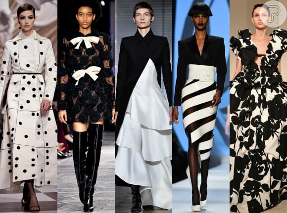 5) P&B: a união do preto com o branco dominou as passarelas da Semana de Alta-Costura de Paris, aparecendo em criações das maisons Dior, Giambattista Valli, Givenchy, Jean-Paul Gaultier e Valentino