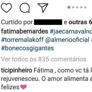 Fátima Bernardes ganhou elogios de Ticiane Pinheiro no Instagram