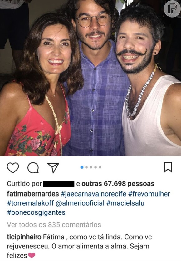 Fátima Bernardes ganhou elogios de Ticiane Pinheiro no Instagram