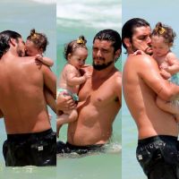 Fofura ao mar! Bruno Gissoni se diverte na praia com Madalena e Yanna Lavigne
