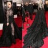 Lady Gaga investiu em um longo da Armani Privé. O vestido possuía uma saia que cobriu parte do tapete vermelho