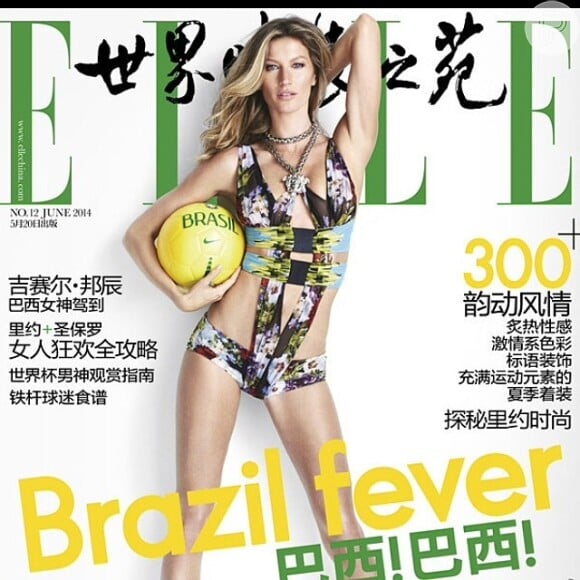 Gisele Bündchen ganhou a capa da revista 'Elle' chinesa com o tema "Brazil Fever' (Febre brasileira)
