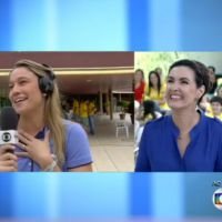 Fernanda Gentil cai em pegadinha de Fátima Bernardes ao vivo: 'Não brinca assim'