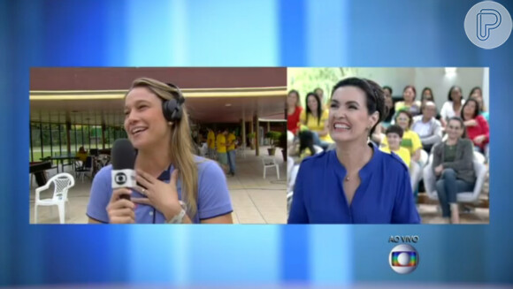 Fernanda Gentil foi pega de surpresa com as perguntas de Fátima Bernardes sobre a Seleção Brasileira ao vivo no programa 'Encontro' desta terça-feira, 17 de junho de 2014