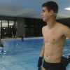 Oscar também participou do treino na piscina com os outros jogadores titulares