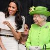 Meghan Markle e rainha Elizabeth II riram bastante durante a visita ao condado de Cheshire, em Londres, nesta quinta-feira, 14 de junho de 2018