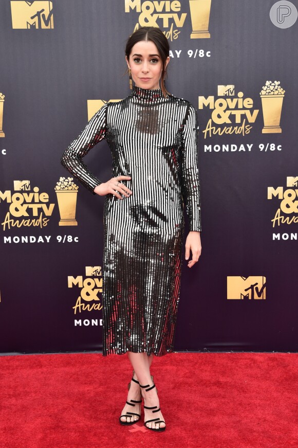 A atriz Cristin Milioti no 2018 MTV Movie and TV Awards, realizado no Barker Hangar, em Santa Mônica, na Califórnia, Estados Unidos, em 16 de junho de 2018