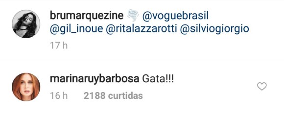 Bruna Marquezine ganha elogio de Marina Ruy Barbosa em foto publicada no Instagram