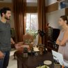 Luísa (Milena Toscano) pede para Marcelo (Murilo Cezar) não se preocupar com sua vida novela 'As Aventuras de Poliana'