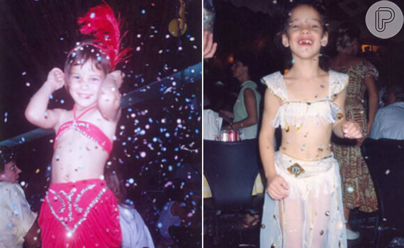 Adriana Birolli também já curtia o Carnaval desde criança. Nas fotos, a atriz está com um sorrisão