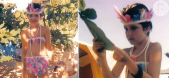 Quem disse que em Santa Catarina não tem Carnaval? Na foto, a atriz Larissa Maciel aparece fantasiada de indiazinha curtindo a folia