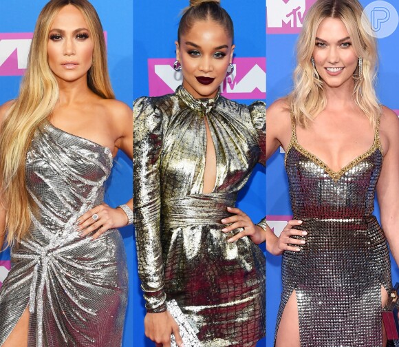 Tons metalizados, fendas e decotes predominam os looks das famosas no VMA 2018